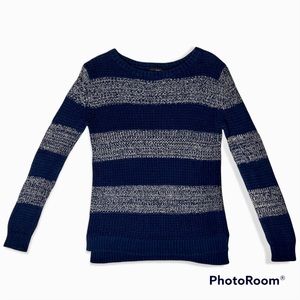 a.n.a Women’s Small Knit Sweater Blue Grey Stripe